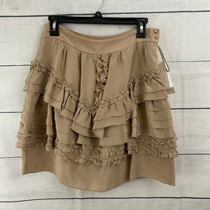 Anthropologie Leifsdottir Orion Taupe Ruffle Skirt